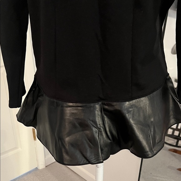 Ann Taylor Black Faux Leather Hem Knit Top - Picture 7 of 7